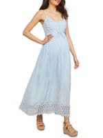 MOTHERHOOD POWDER BLUE LACE INSERT MATERNITY MAXI DRESS SIZES 10-20