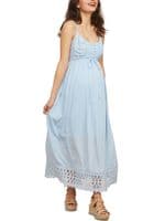 MOTHERHOOD POWDER BLUE LACE INSERT MATERNITY MAXI DRESS SIZES 10-20