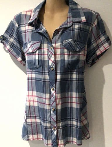 MOUNTAIN WAREHOUSE BLUE CHECKED SHIRT SIZE 16