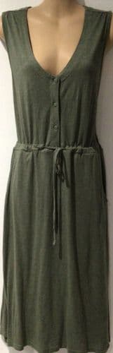 MOUNTAIN WAREHOUSE KHAKI BUTTON SLEEVELESS JERSEY DRESS SIZE 14