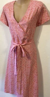 MOUNTAIN WAREHOUSE SANTORINI PINK FLORAL JERSEY WRAP DRESS NEW SIZE 16