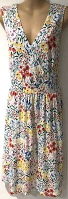 MOUNTAIN WAREHOUSE WHITE FLORAL COTTON JERSEY WRAP DRESS SIZE 14
