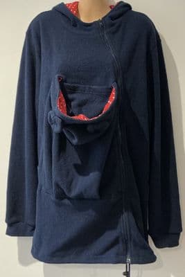 NAVY HOODED BABY WEARING CARRIER FLEECE JACKET COAT SIZE XXL 18/20