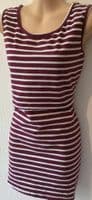 NEW! HOTMAMA BURGUNDY STRIPE NURSING JERSEY VEST TOP SIZE 14
