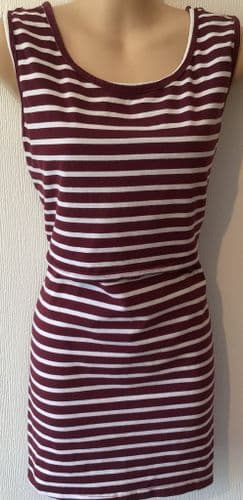 NEW! HOTMAMA BURGUNDY STRIPE NURSING JERSEY VEST TOP SIZE 14