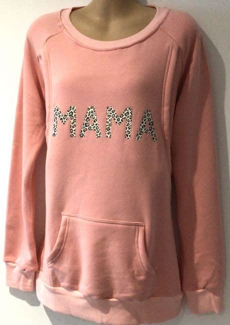 NEW! HOTMAMA CORAL MAMA LEOPARD PRINT NURSING SWEATSHIRTS SIZE L XXL