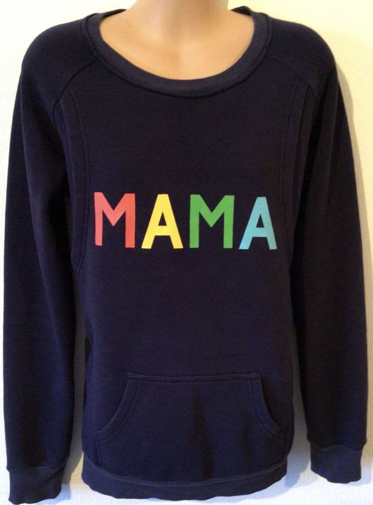 NEW! HOTMAMA NAVY MAMA RAINBOW PRINT NURSING SWEATSHIRTS SIZE S M L