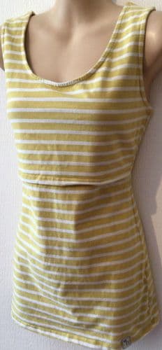 NEW! HOTMAMA YELLOW STRIPE NURSING JERSEY VEST TOP SIZE 14