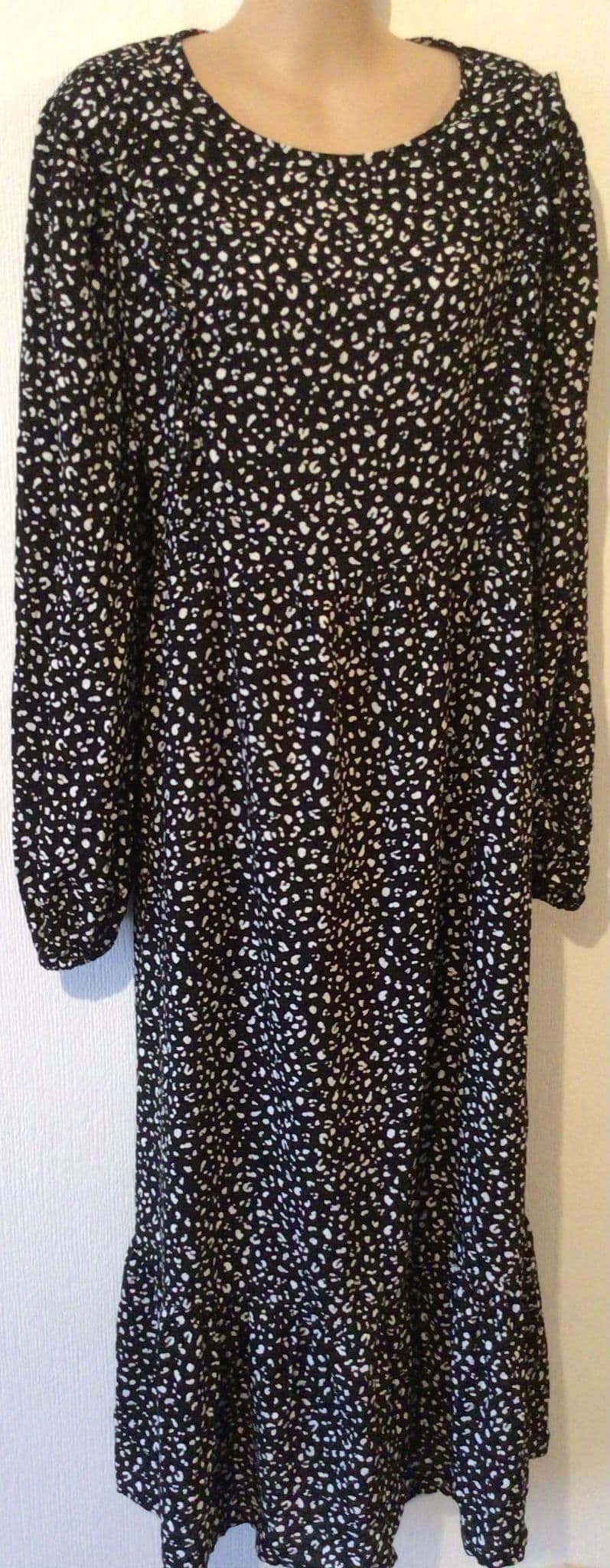 NEW LOOK BLACK LEOPARD PRINT MIDI ZIP NURSING DRESS SIZE 14