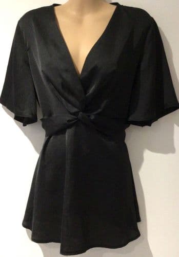 NEW LOOK BLACK MATERNITY/NURSING SATIN TWIST TOP BNWT SIZE 14