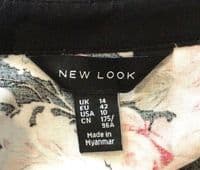 NEW LOOK BLACK/PINK FLORAL PRINT MAXI SHIRT DRESS SIZE 12