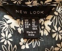 NEW LOOK BLACK/WHITE FLORAL WRAP DRESS SIZE 14