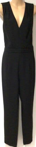 NEW LOOK BLACK WRAP JUMPSUIT SIZE 14