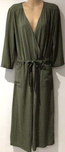 NEW LOOK KHAKI WRAP WIDE LEG JUMPSUIT SIZE 10