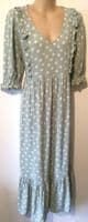 NEW LOOK LIGHT GREEN SPOTTY PRINT MIDI NURSING DRESS SIZE 12