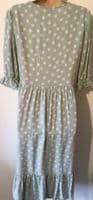 NEW LOOK LIGHT GREEN SPOTTY PRINT MIDI NURSING DRESS SIZE 12