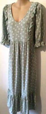 NEW LOOK LIGHT GREEN SPOTTY PRINT MIDI NURSING DRESS SIZE 12