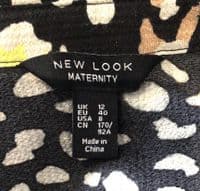 NEW LOOK MATERNITY BLACK LEOPARD PRINT MIDI SHIRT DRESS SIZE 12