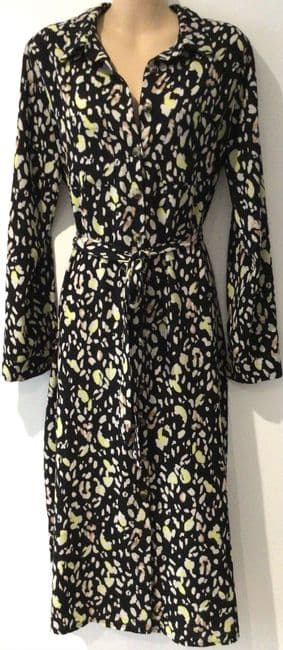 NEW LOOK MATERNITY BLACK LEOPARD PRINT MIDI SHIRT DRESS SIZE 12