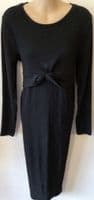 NEW LOOK MATERNITY BLACK RIBBED TWIST MIDI DRESS BNWT SIZE 14