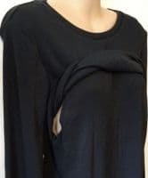 NEW LOOK MATERNITY BLACK RIBBED TWIST MIDI DRESS BNWT SIZE 14