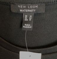 NEW LOOK MATERNITY BLACK RIBBED TWIST MIDI DRESS BNWT SIZE 14