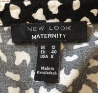 NEW LOOK MATERNITY BLACK/WHITE SPOT PRINT MIDI SHIRT DRESS SIZE 12