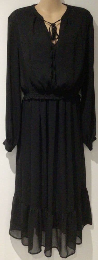 NEW LOOK MATERNITY NURSING BLACK LONG SLEEVED MAXI DRESS SIZE 14