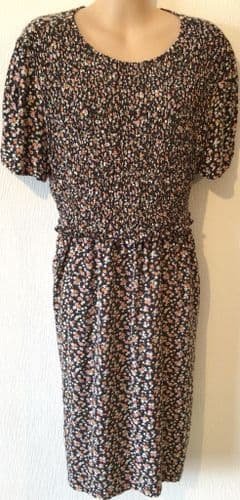 NEW LOOK MATERNITY NURSING BLACK/ORANGE FLORAL MIDI DRESS SIZE 10