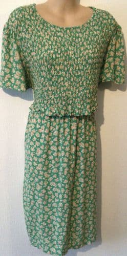 NEW LOOK MATERNITY NURSING GREEN/ORANGE FLORAL MIDI DRESS SIZE 12