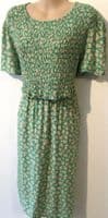NEW LOOK MATERNITY/NURSING GREEN SHIRRED FLORAL DRESS SIZE 14