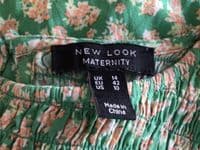 NEW LOOK MATERNITY/NURSING GREEN SHIRRED FLORAL DRESS SIZE 14