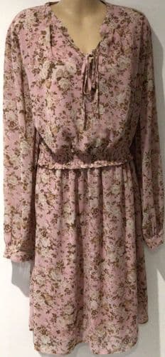 NEW LOOK MATERNITY/NURSING PINK FLORAL MIDI DRESS SIZE 20