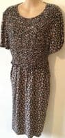NEW LOOK MATERNITY NURSING SHIRRED BLACK/ORANGE FLORAL MIDI DRESS SIZE 14