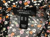 NEW LOOK MATERNITY NURSING SHIRRED BLACK/ORANGE FLORAL MIDI DRESS SIZE 14