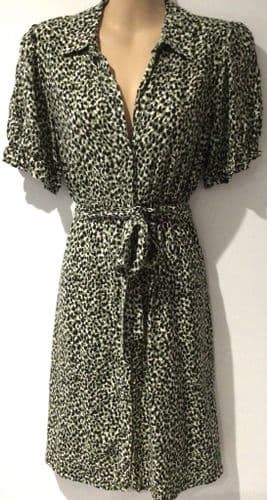NEW LOOK MATERNITY OLIVE SPOTTY BUTTON SHIRT DRESS SIZE 12