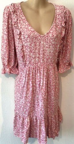 NEW LOOK MATERNITY PINK FLORAL ZIP NURSING TUNIC DRESS SIZE 14 (1)