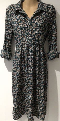 NEW LOOK MATERNITY TEAL FLORAL BUTTON SHIRT DRESS SIZE 14