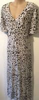 NEW LOOK MATERNITY WHITE ANIMAL PRINT ZIP NURSING MIDI DRESS SIZE 14