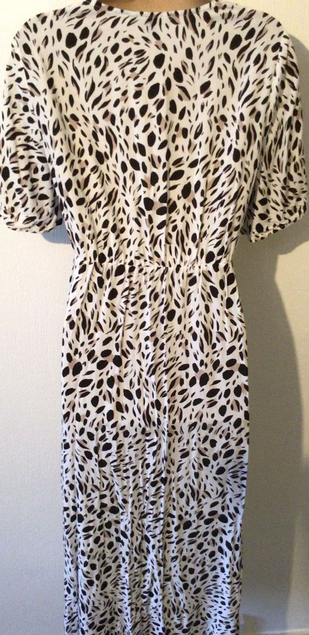NEW LOOK MATERNITY WHITE ANIMAL PRINT ZIP NURSING MIDI DRESS SIZE 14
