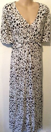 NEW LOOK MATERNITY WHITE ANIMAL PRINT ZIP NURSING MIDI DRESS SIZE 14