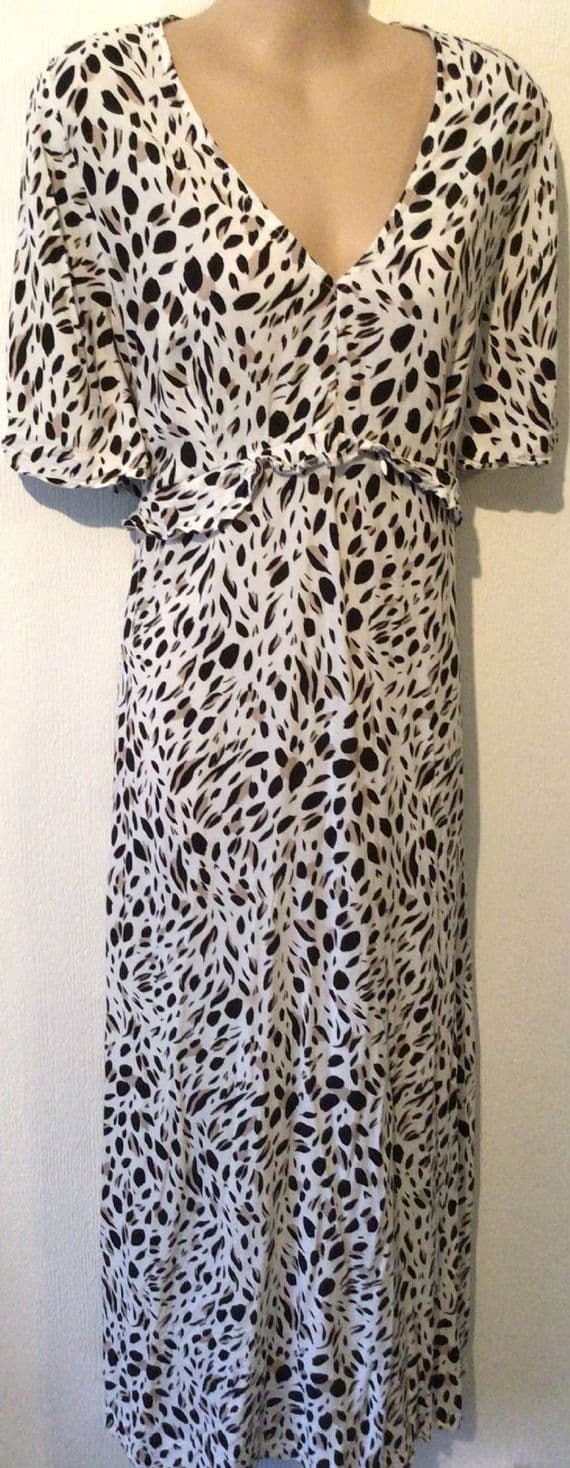 NEW LOOK MATERNITY WHITE ANIMAL PRINT ZIP NURSING MIDI DRESS SIZE 14