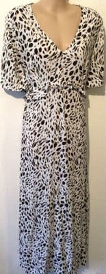 NEW LOOK MATERNITY WHITE ANIMAL PRINT ZIP NURSING MIDI DRESS SIZE 20
