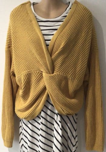 NEW LOOK MUSTARD TWIST KNIT JUMPER M 12/14
