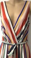 NEW LOOK RAINBOW RIBBED SLEEVELESS STRIPE JUMPSUIT SIZE 8