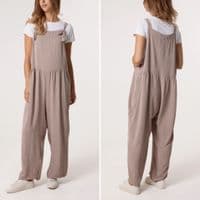 NEW MADE IN ITALY OVERSIZED CREPE DUNGAREES SIZES 8-20