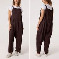 NEW MADE IN ITALY OVERSIZED CREPE DUNGAREES SIZES 8-20