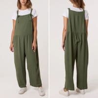 NEW MADE IN ITALY OVERSIZED CREPE DUNGAREES SIZES 8-20