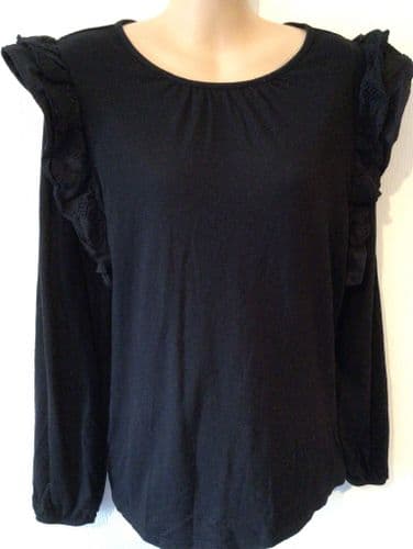 NEXT BLACK BRODERIE FRILL NURSING TOP SIZE 12