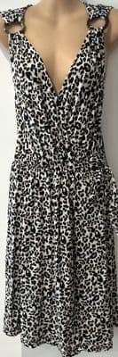 NEXT LEOPARD PRINT JERSEY WRAP SLEEVELESS DRESS SIZE 14